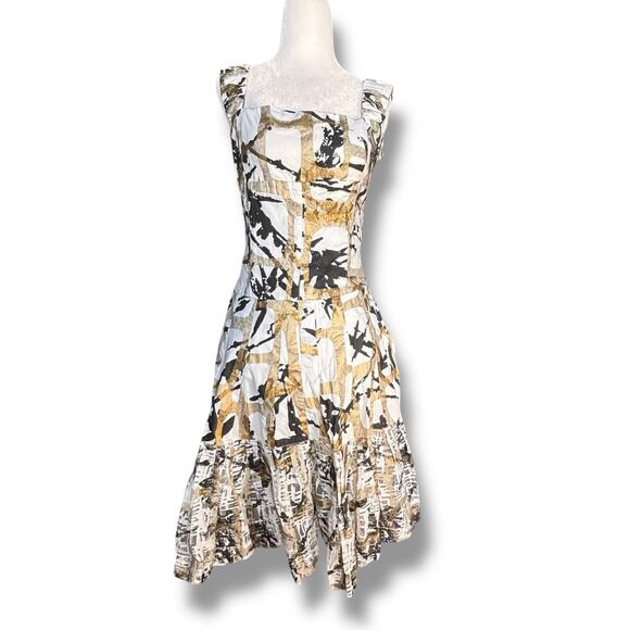 Adolfo Dominguez Abstract Print Sleeveless Dress Black Size 38 US 6 Fit & Flare - Picture 13 of 13